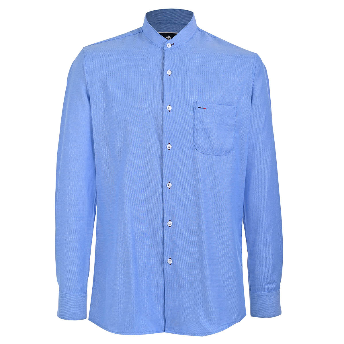 Camisa Manga Larga Cuello Mao Celeste – Classic Fit