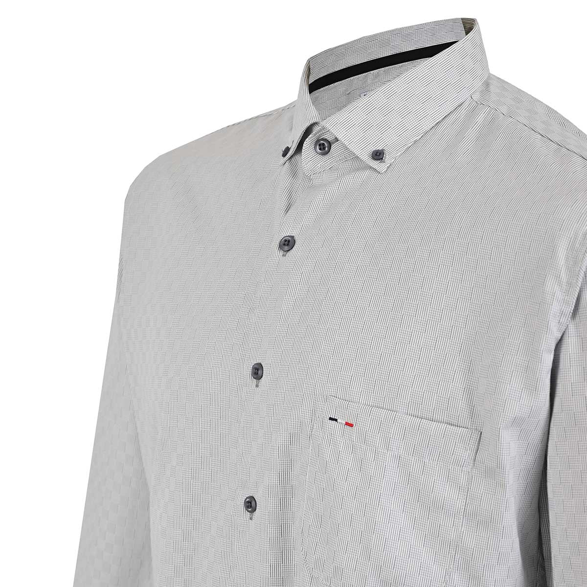 Camisa Clásica Gris Claro en Textura Perla Premium