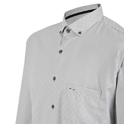 Camisa Clásica Gris Claro en Textura Perla Premium