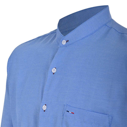 Camisa Manga Larga Cuello Mao Celeste – Classic Fit