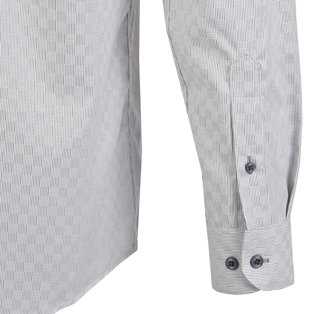 Camisa Clásica Gris Claro en Textura Perla Premium