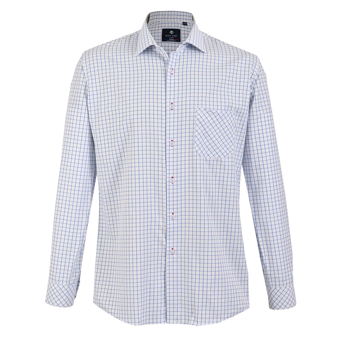 Camisa Blanca Estampado Cuadrícula Azul | Smart Casual