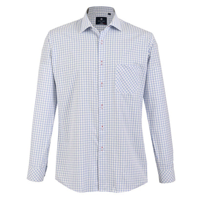 Camisa Blanca Estampado Cuadrícula Azul | Smart Casual