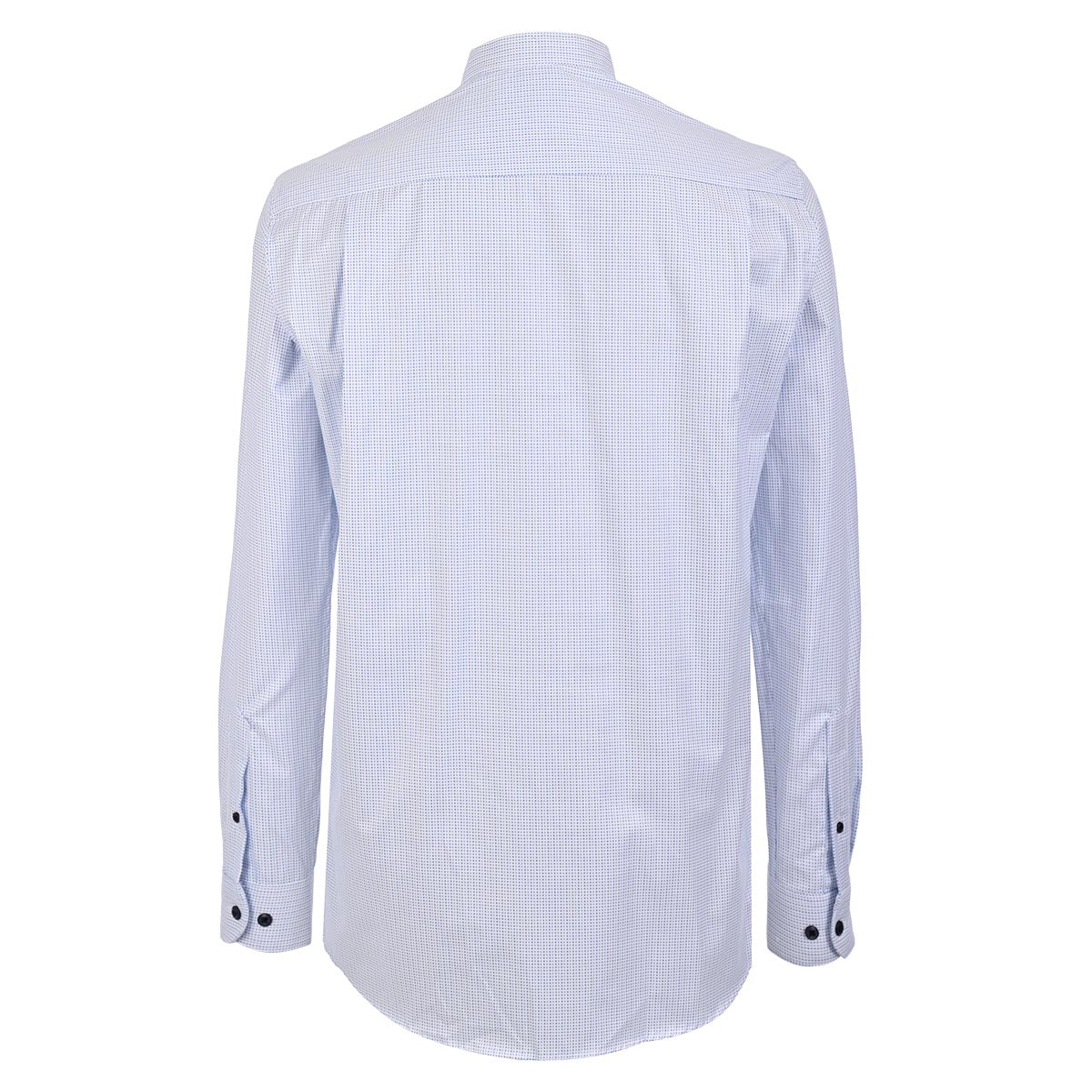 Elegancia Minimalista: Camisa de Cuello Mao en Azul Cielo Texturizado