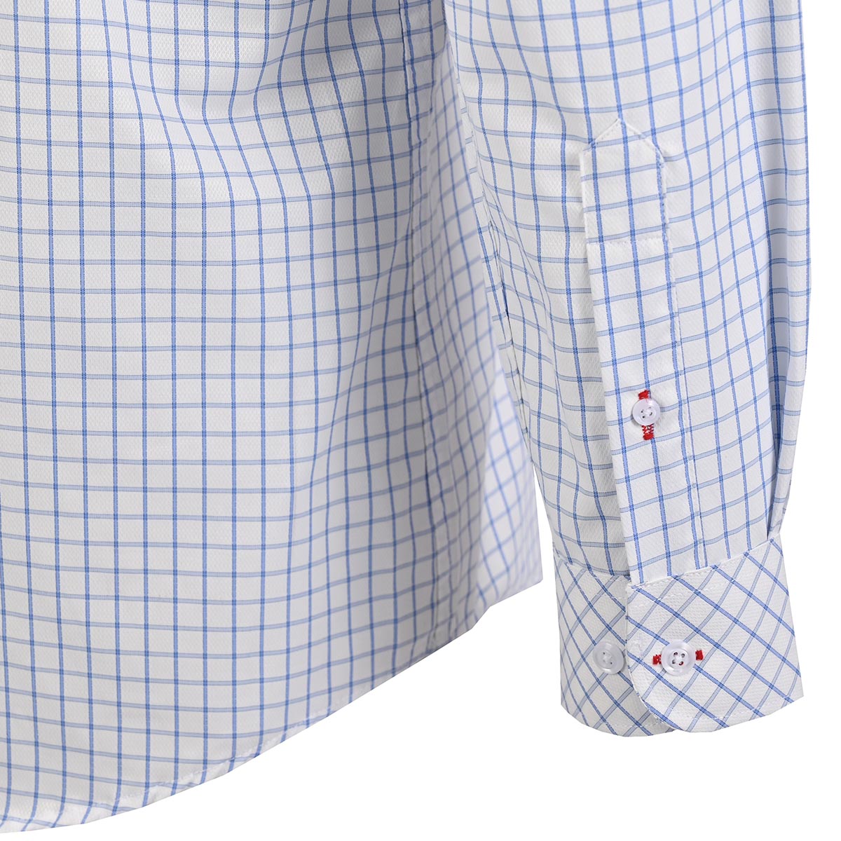 Camisa Blanca Estampado Cuadrícula Azul | Smart Casual