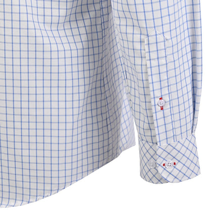 Camisa Blanca Estampado Cuadrícula Azul | Smart Casual