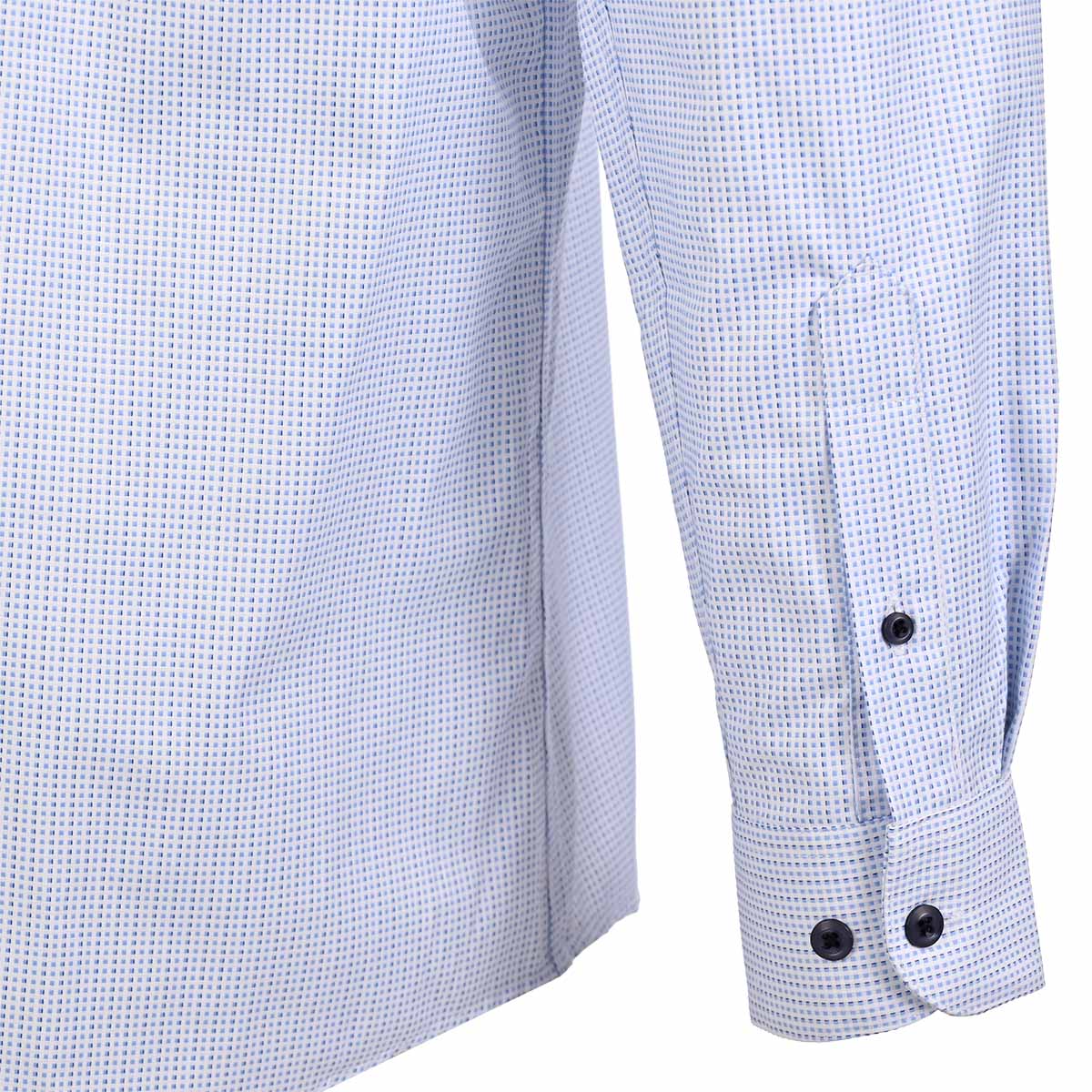 Elegancia Minimalista: Camisa de Cuello Mao en Azul Cielo Texturizado