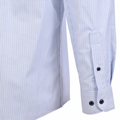 Elegancia Minimalista: Camisa de Cuello Mao en Azul Cielo Texturizado