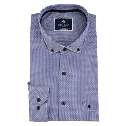 Camisa Azul Marino Texturizada con Cuello Button Down – Classic Fit
