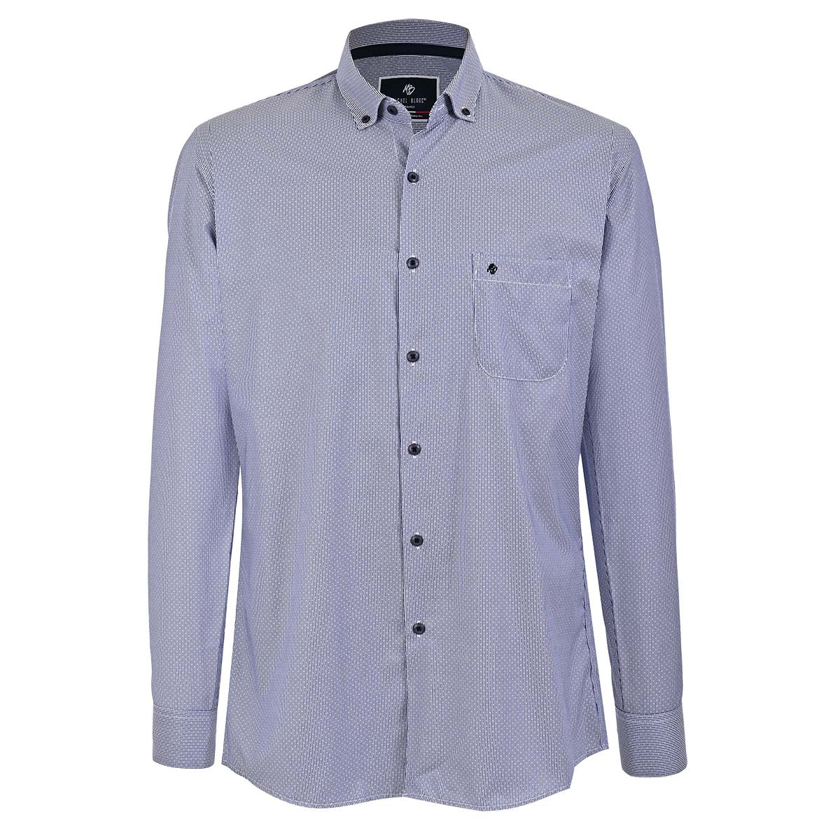 Camisa Azul Marino Texturizada con Cuello Button Down – Classic Fit