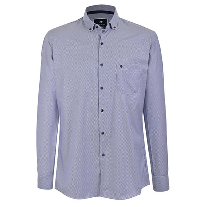 Camisa Azul Marino Texturizada con Cuello Button Down – Classic Fit