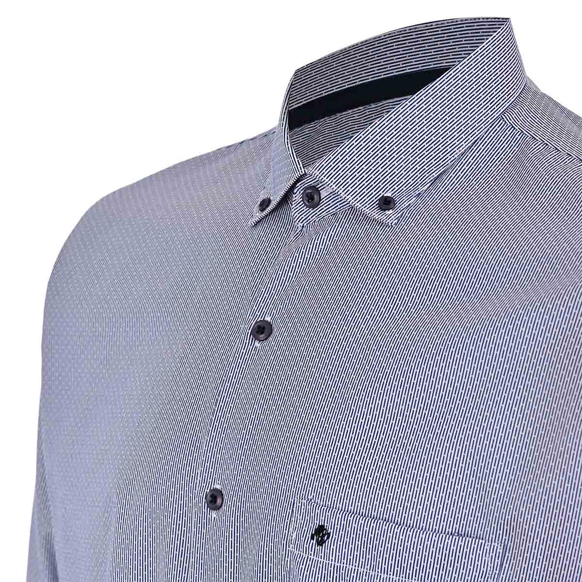 Camisa Azul Marino Texturizada con Cuello Button Down – Classic Fit