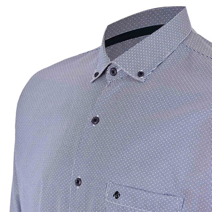 Camisa Azul Marino Texturizada con Cuello Button Down – Classic Fit