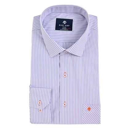 Camisa Casual a Rayas Azul y Blanco Manga Larga