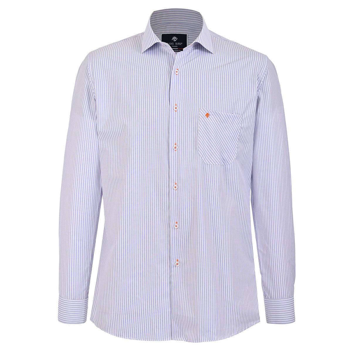 Camisa Casual a Rayas Azul y Blanco Manga Larga