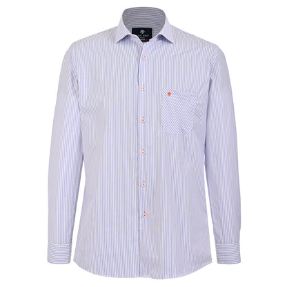 Camisa Casual a Rayas Azul y Blanco Manga Larga