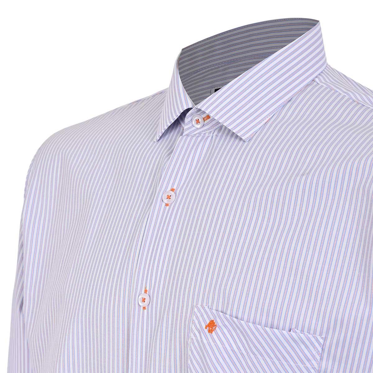 Camisa Casual a Rayas Azul y Blanco Manga Larga