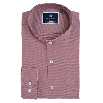 Camisa Smart Casual Vino con Cuello Mao
