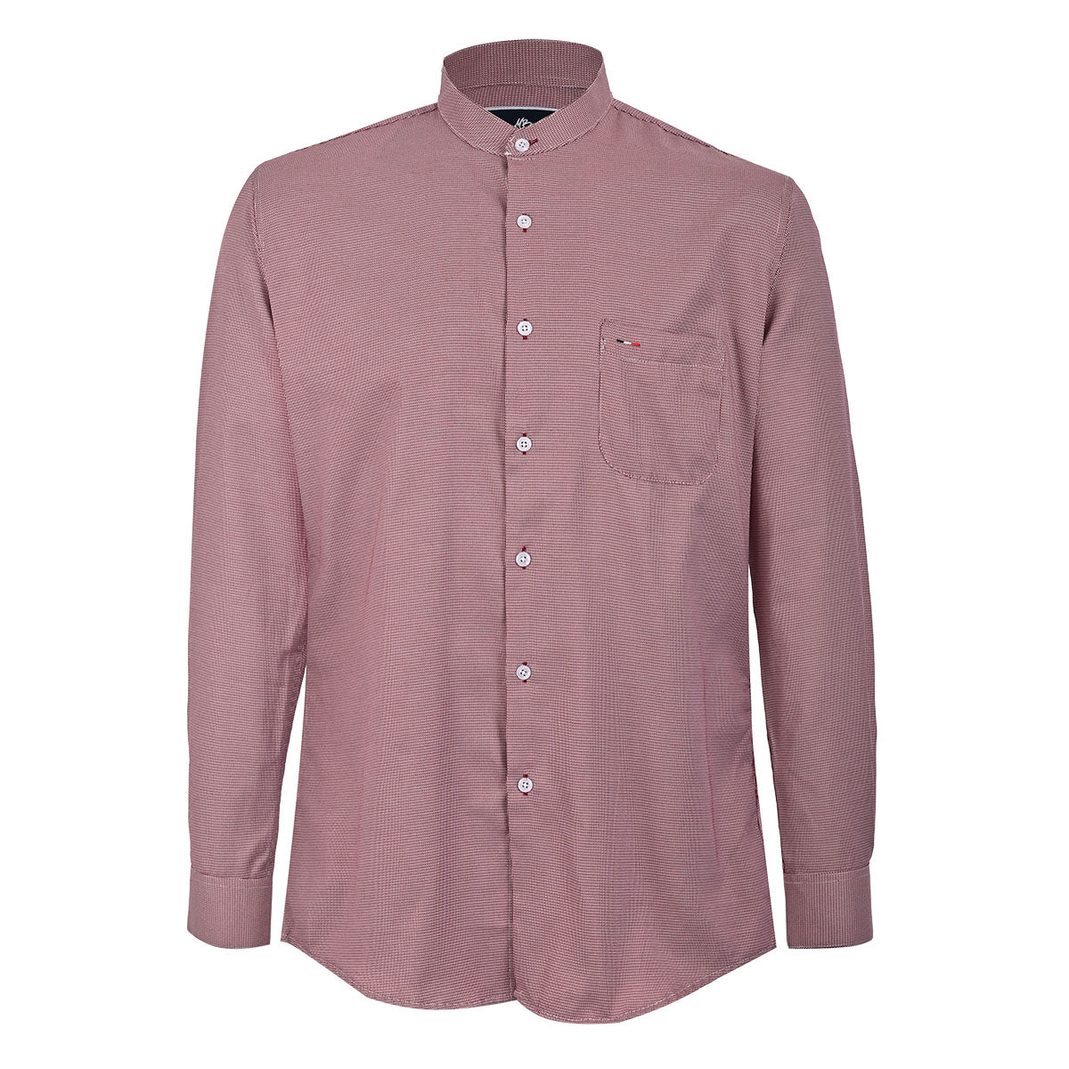 Camisa Smart Casual Vino con Cuello Mao