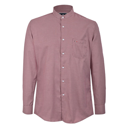 Camisa Smart Casual Vino con Cuello Mao