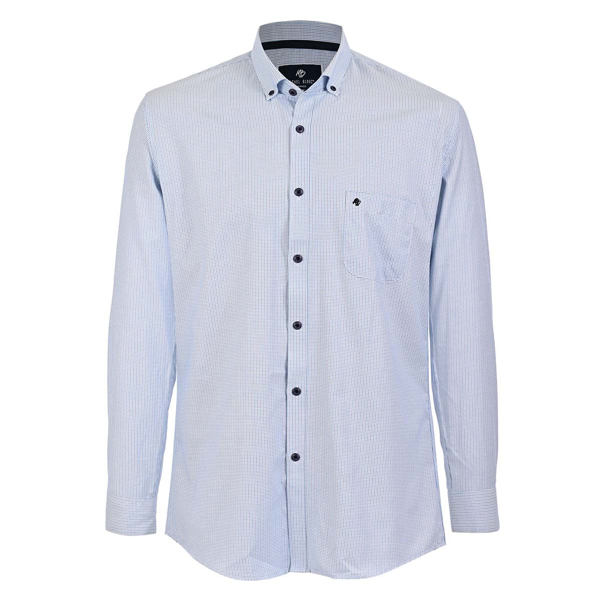 Camisa Azul Cielo Estampado Micro Puntos – Cuello Button-Down