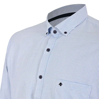 Camisa Azul Cielo Estampado Micro Puntos – Cuello Button-Down