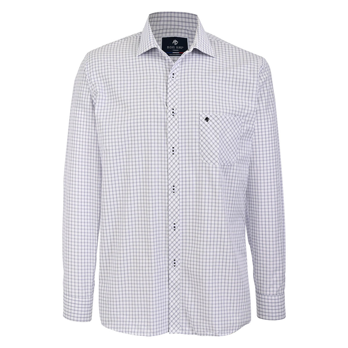Camisa Casual Cuadro Marino sobre Fondo Blanco para Hombre