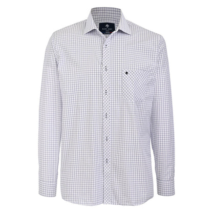 Camisa Casual Cuadro Marino sobre Fondo Blanco para Hombre
