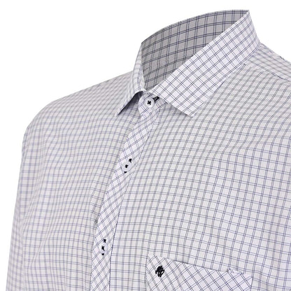 Camisa Casual Cuadro Marino sobre Fondo Blanco para Hombre