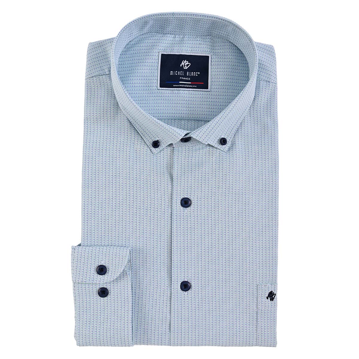 Camisa Smart Casual Verde Estampada – Cuello con Botones