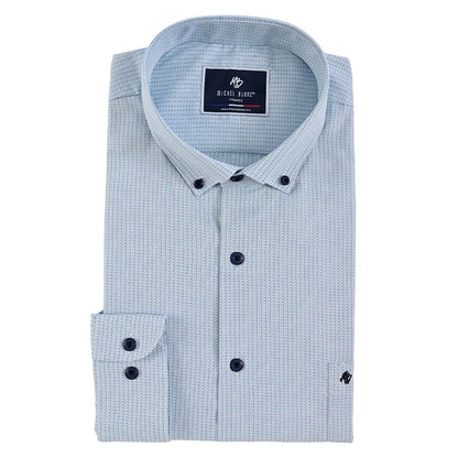 Camisa Smart Casual Verde Estampada – Cuello con Botones