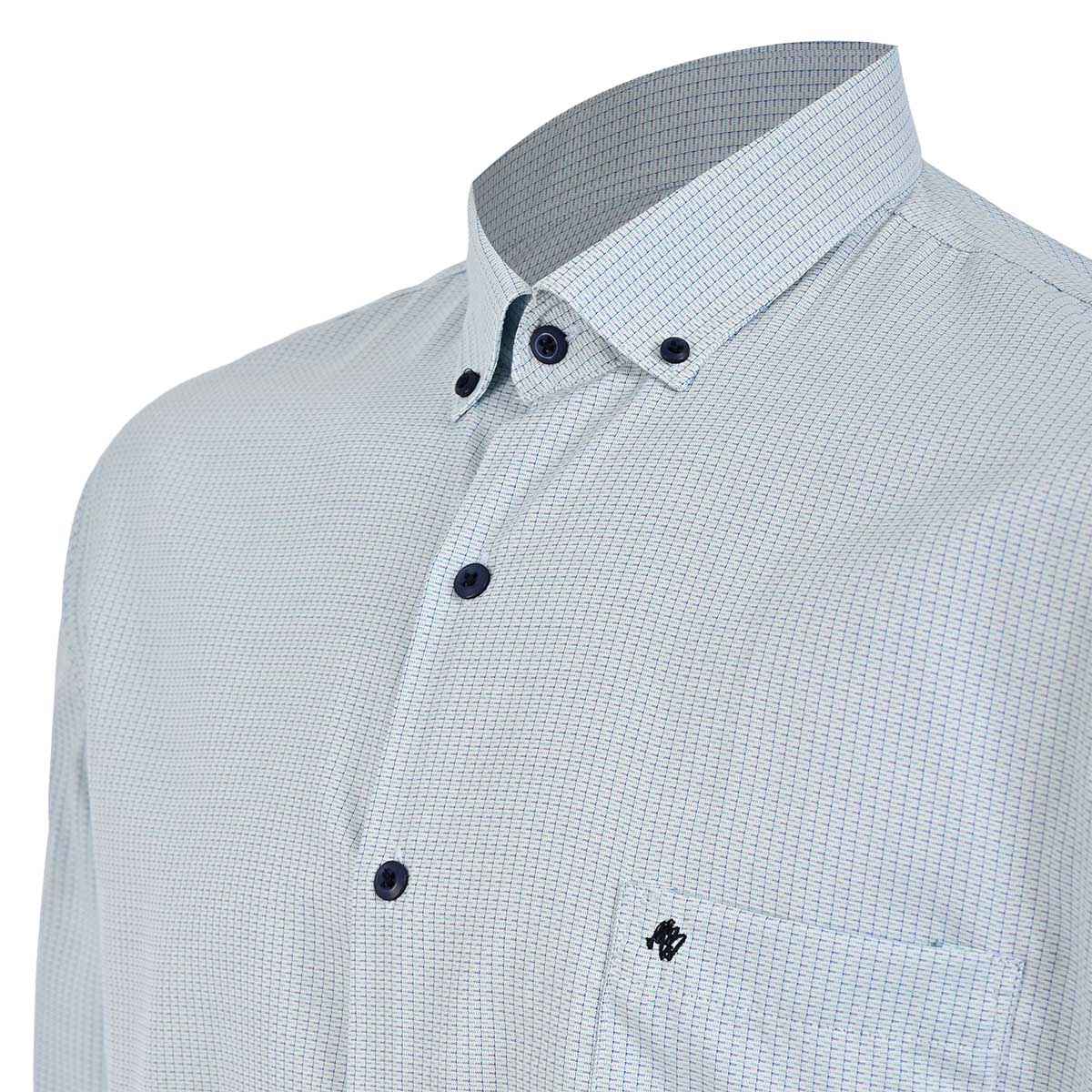 Camisa Smart Casual Verde Estampada – Cuello con Botones