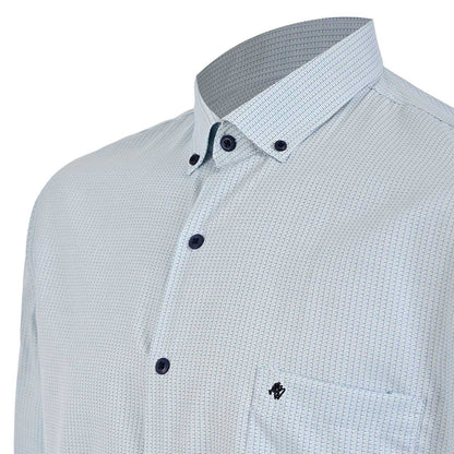 Camisa Smart Casual Verde Estampada – Cuello con Botones