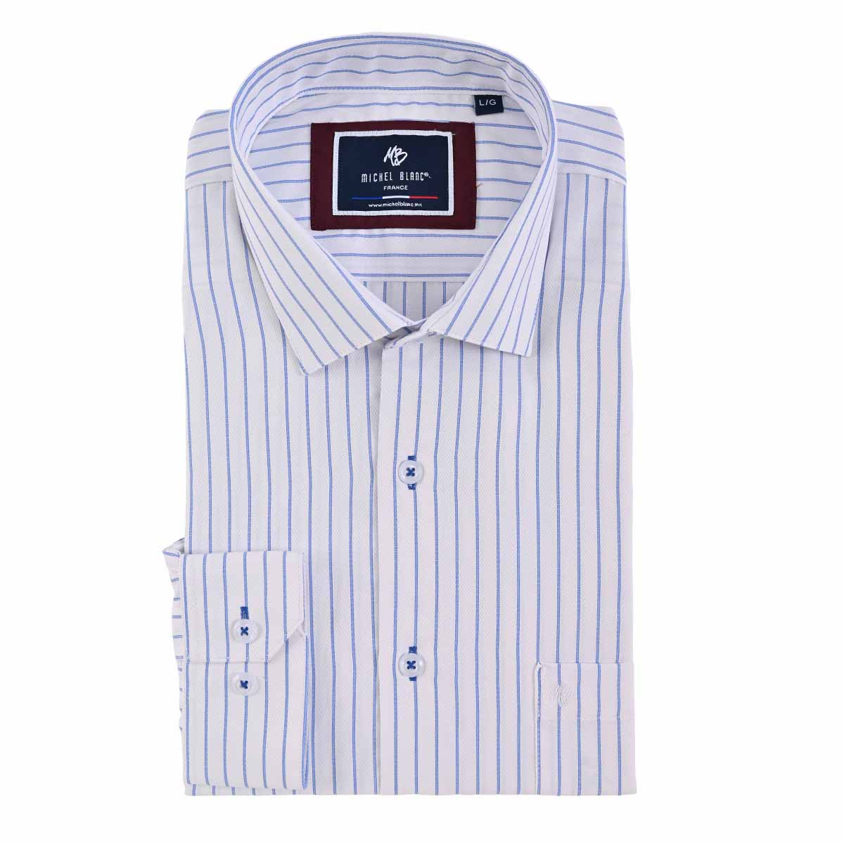 Camisa de Vestir a Rayas Finas Azul Cielo