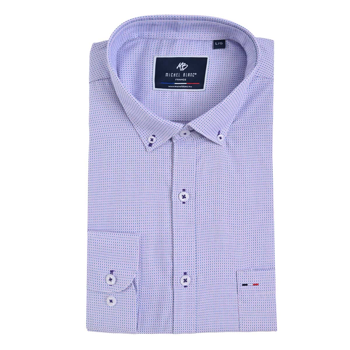 Camisa Smart Casual Lila con Textura y Cuello Button-Down