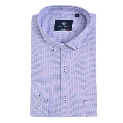 Camisa Smart Casual Lila con Textura y Cuello Button-Down