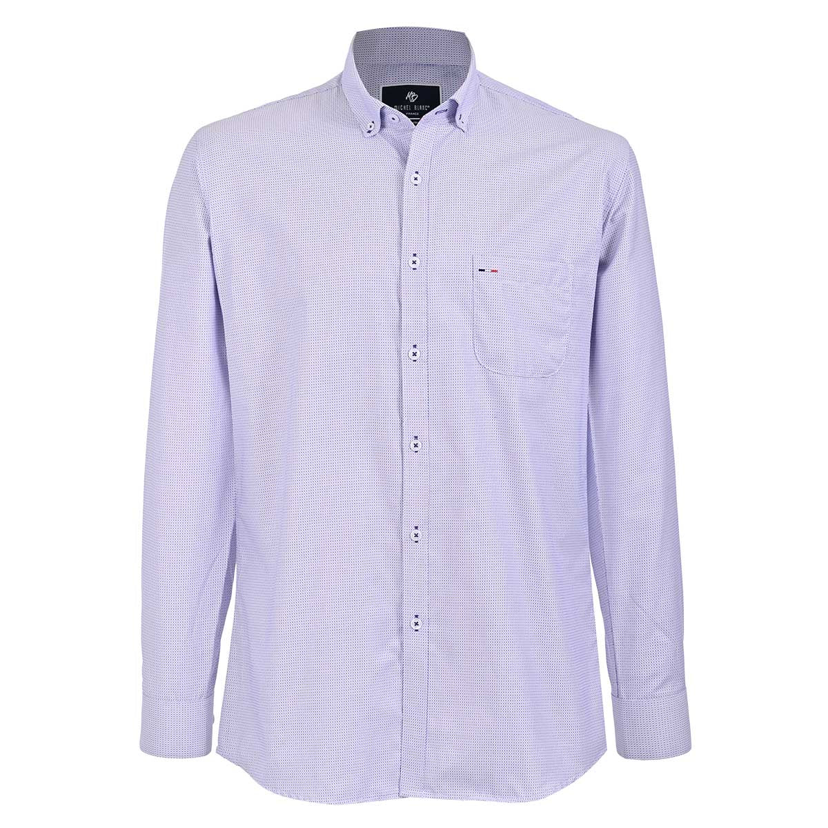Camisa Smart Casual Lila con Textura y Cuello Button-Down