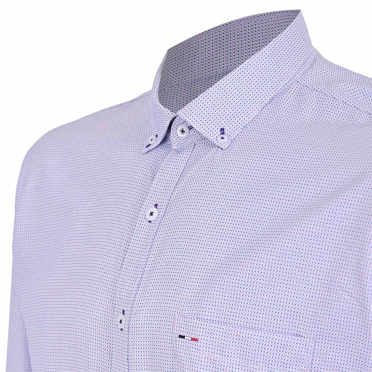 Camisa Smart Casual Lila con Textura y Cuello Button-Down