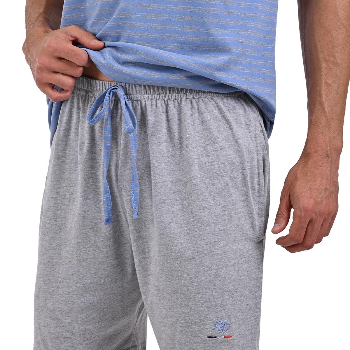 Pijama Azul con gris shorts