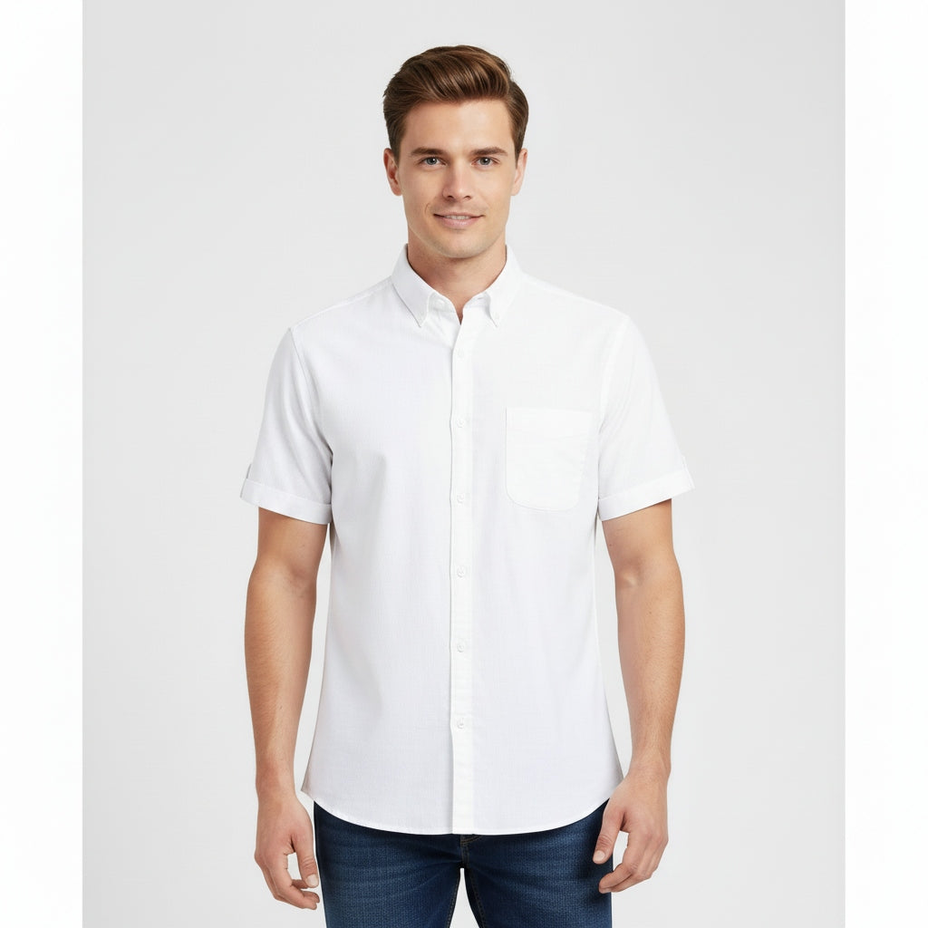 Camisa manga corta blanca de botton down