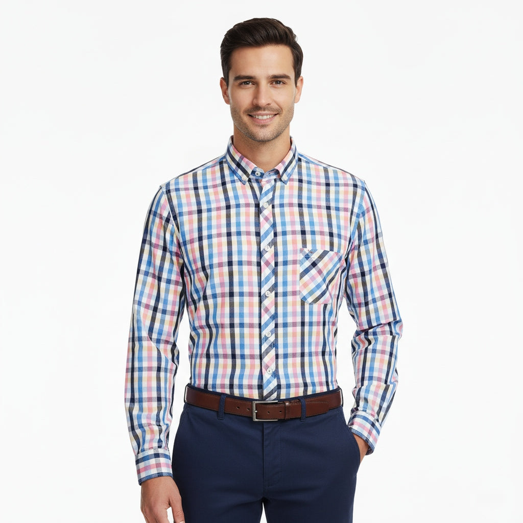 Camisa manga larga de cuadros francia multicolor