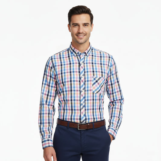 Camisa manga larga de cuadros francia multicolor