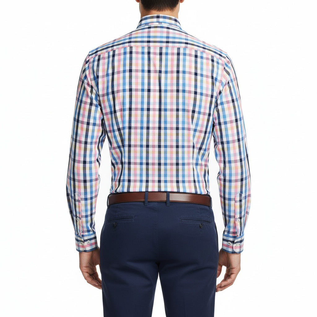 Camisa manga larga de cuadros francia multicolor