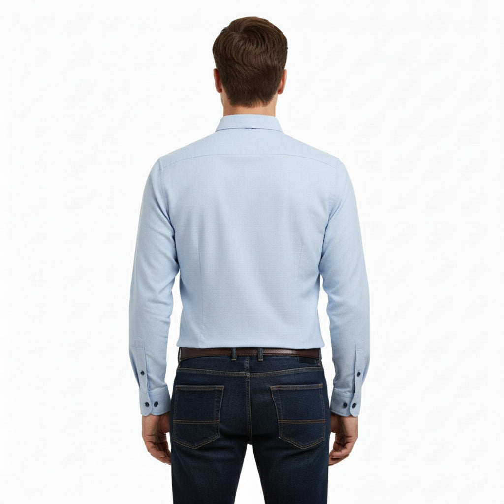 Camisa manga larga turquesa Botton down tipo lino