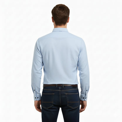 Camisa manga larga turquesa Botton down tipo lino