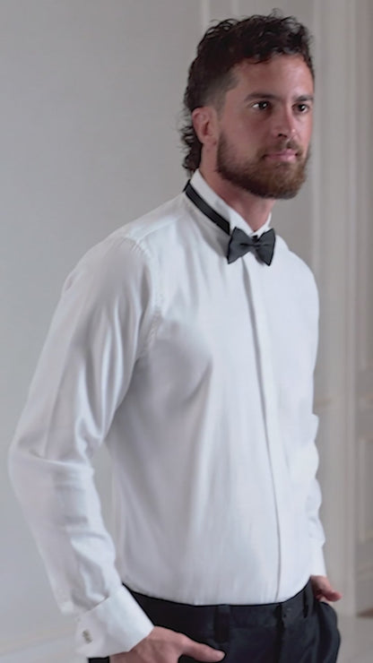 Camisa Formal  Cuello De Paloma Blanca