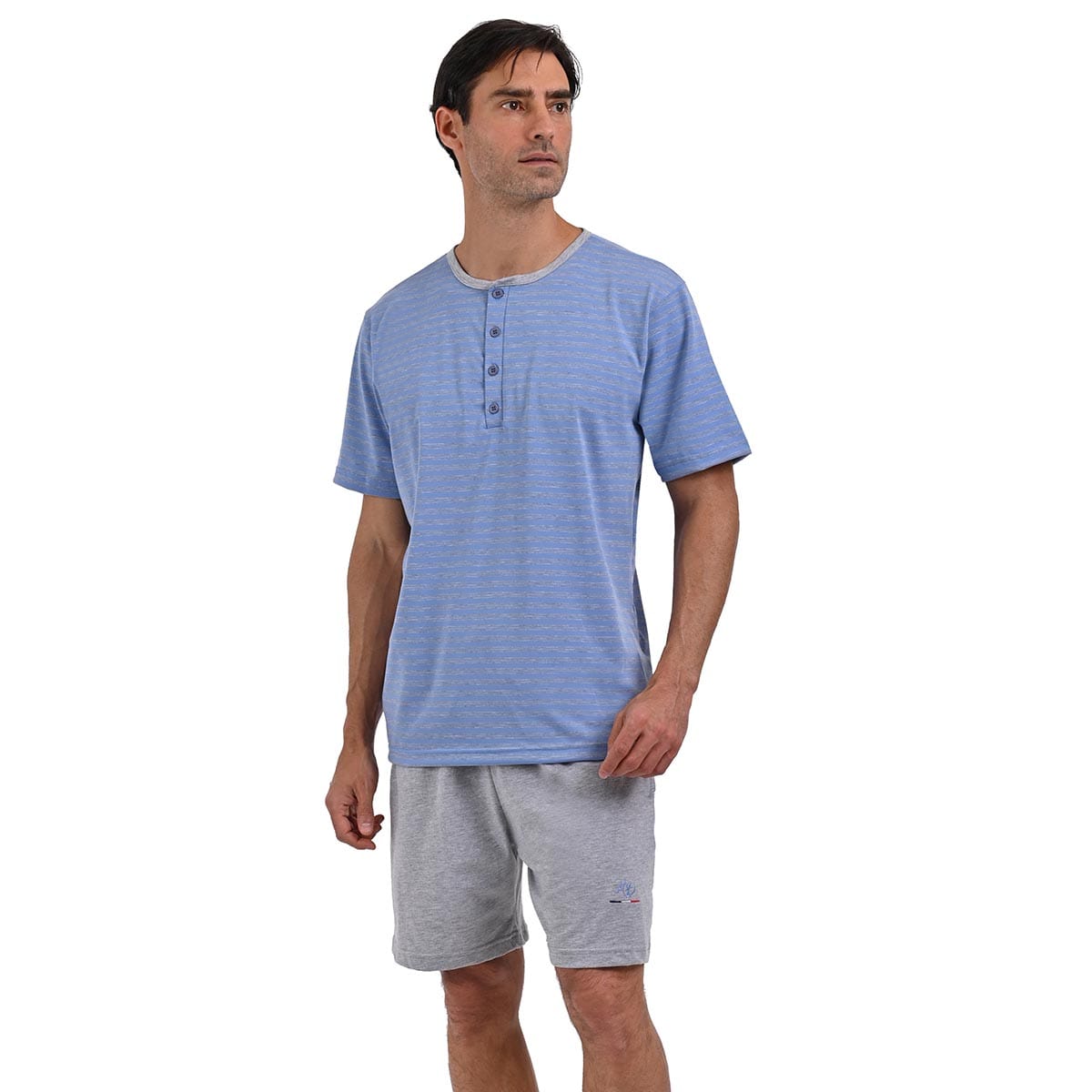 Pijama Azul con gris shorts