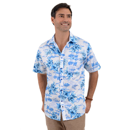 Camisa Hawaiana De Manga Corta Palms