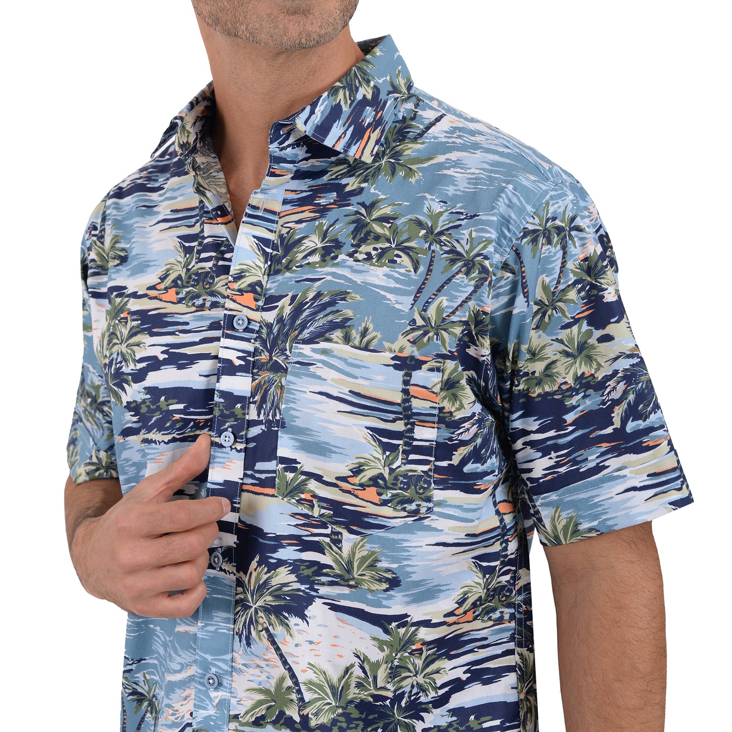 Camisa manga corta con estampado de playa