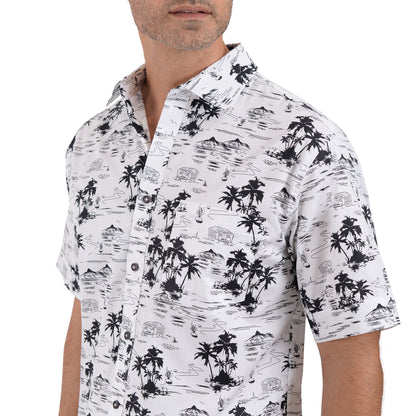 Camisa Hawaiana De Manga Corta Con Estampado De Palmeras